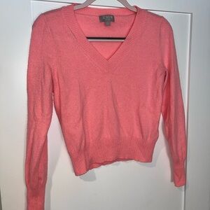 J.Crew Women's 100% Cashmere Coral V-Neck Sweater